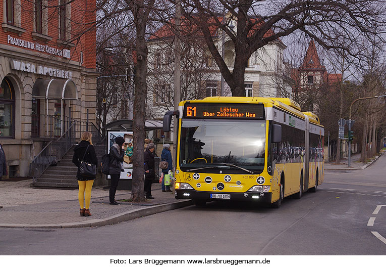 Dresden Hybridbus - Buslinie 61 - Haltestelle Wasaplatz