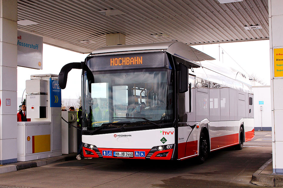 Ein Hochbahn Brennstoffzellenbus (Wasserstoffbus) der Hamburger Hochbahn