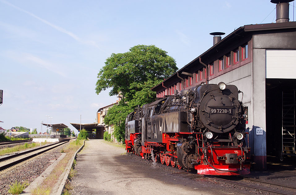 Die Dampflok 99 7238 der Harzer Schmalspurbahnen in Wernigerode