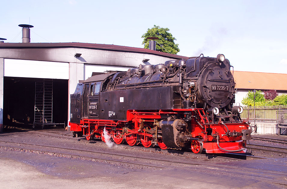 Dampflok 99 7235-7 im Bw Wernigerode der Harzer Schmalspurbahnen