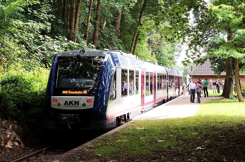 Ein Lint-Triebwagen der AKN im Bahnhof Krümmel