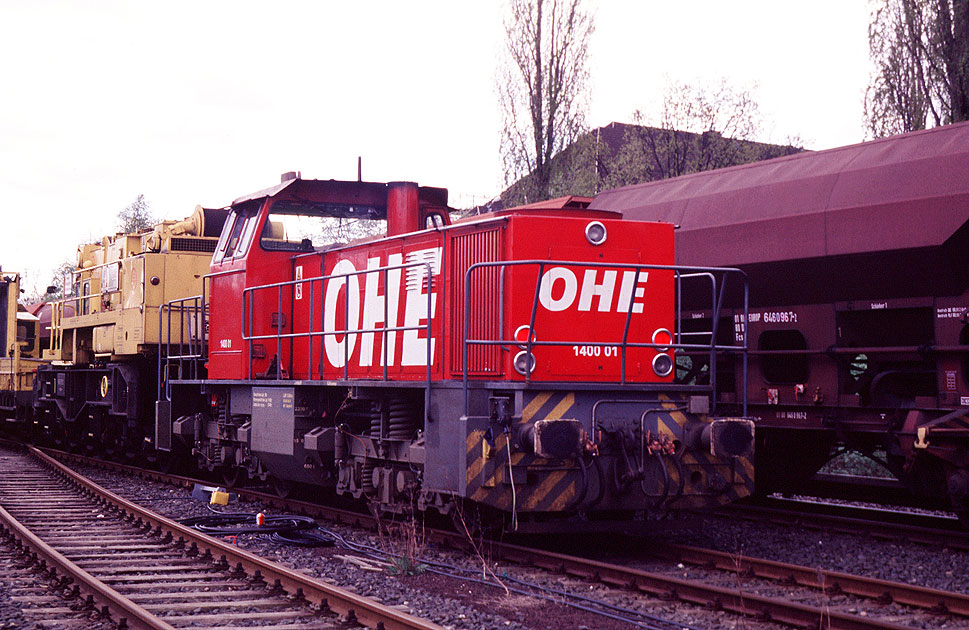 Die OHE Lok 140001 im Bauzugeinsatz