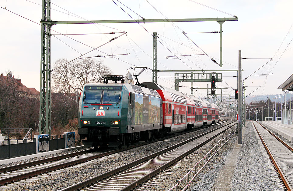DB Baureihe 146 im Einsatz bei der S-Bahn in Dresden - Bahnhof Dresden-Trachau