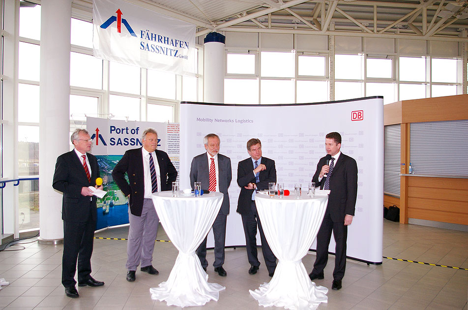 Pressekonferenz Mukran 2008 Nord Stream Röhren Verkehr nach Russland und Skandinavien