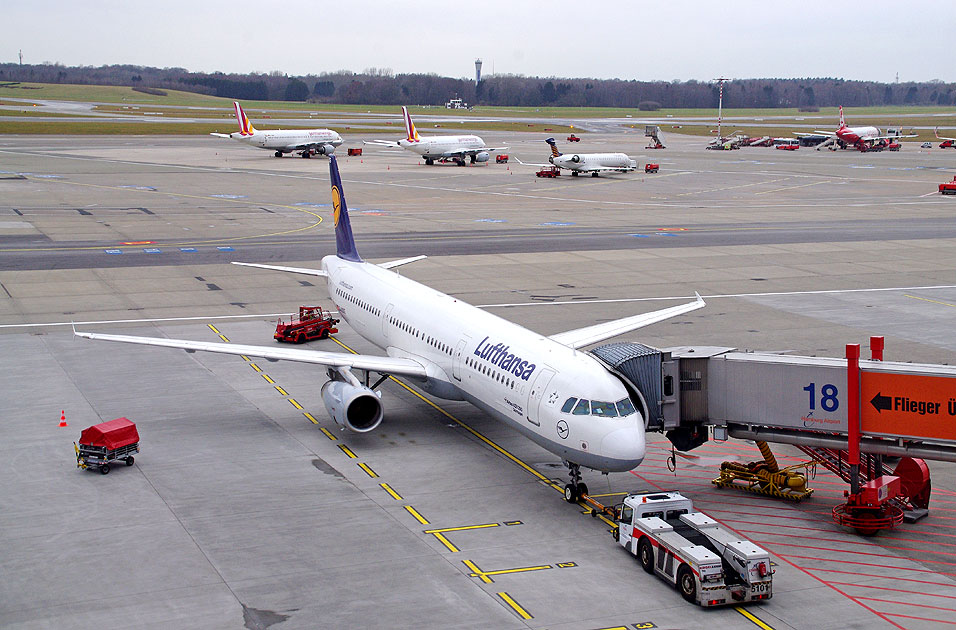 Hamburg Reiseführer: Flughafen mit Flugzeug