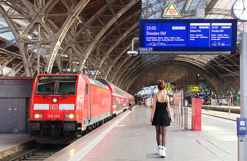 Die 146 205 in Leipzig Hbf auf Gleis 21