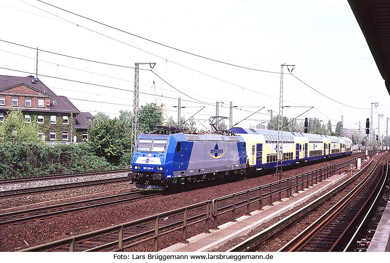 Die Baureihe 185 beim Metronom - Lok 185 524 in Hamburg-Veddel