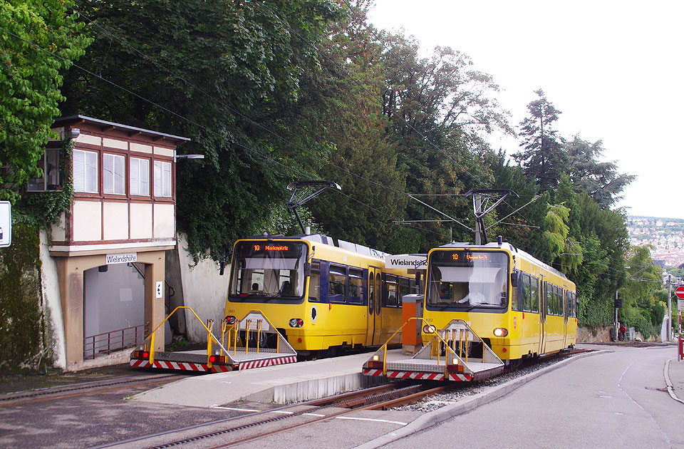 Stuttgarter Straßenbahn - Zacke - Zahnradstraßenbahn - Haltestelle Wielandshöhe