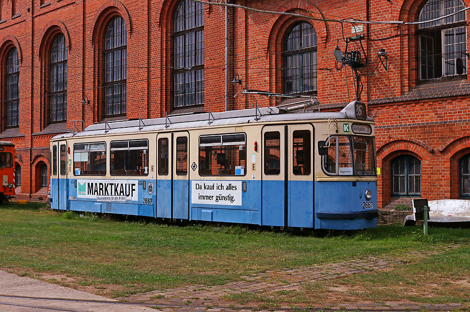Straßenbahn München Museum Wehmingen Lenkdreiachser M-Wagen SWM 2667