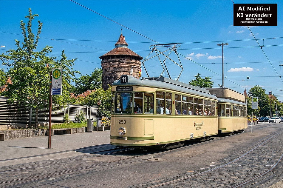 Die Stra&szlig;enbahn in N&uuml;rnberg - ein Gro&szlig;raumtriebwagen vom Typ T4