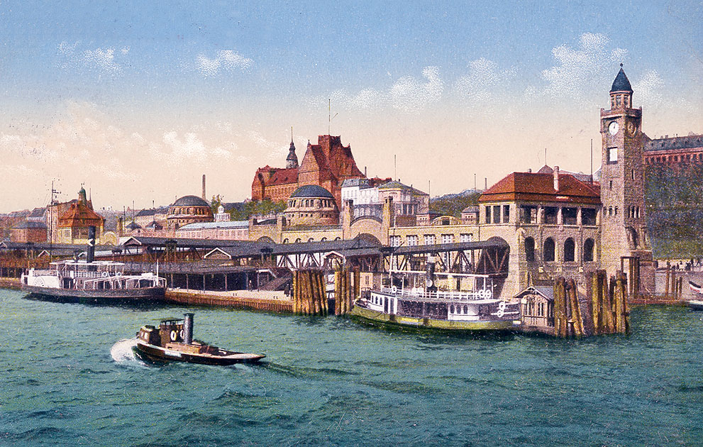 Die St. Pauli Landungsbrücken in Hamburg vor 1912